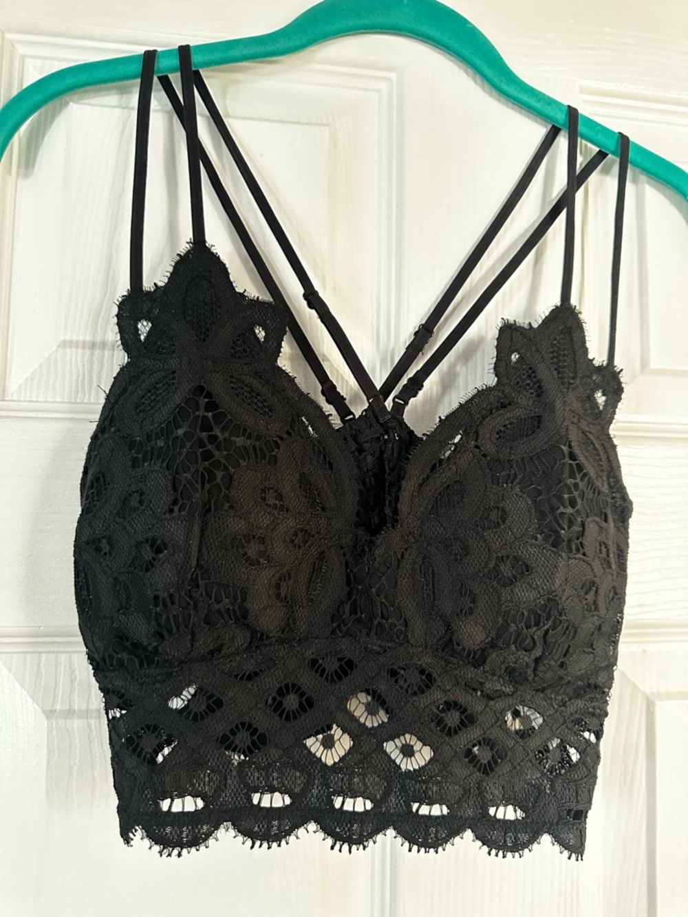 Anemone Black Crochet Lace Bralette with Strappy Back